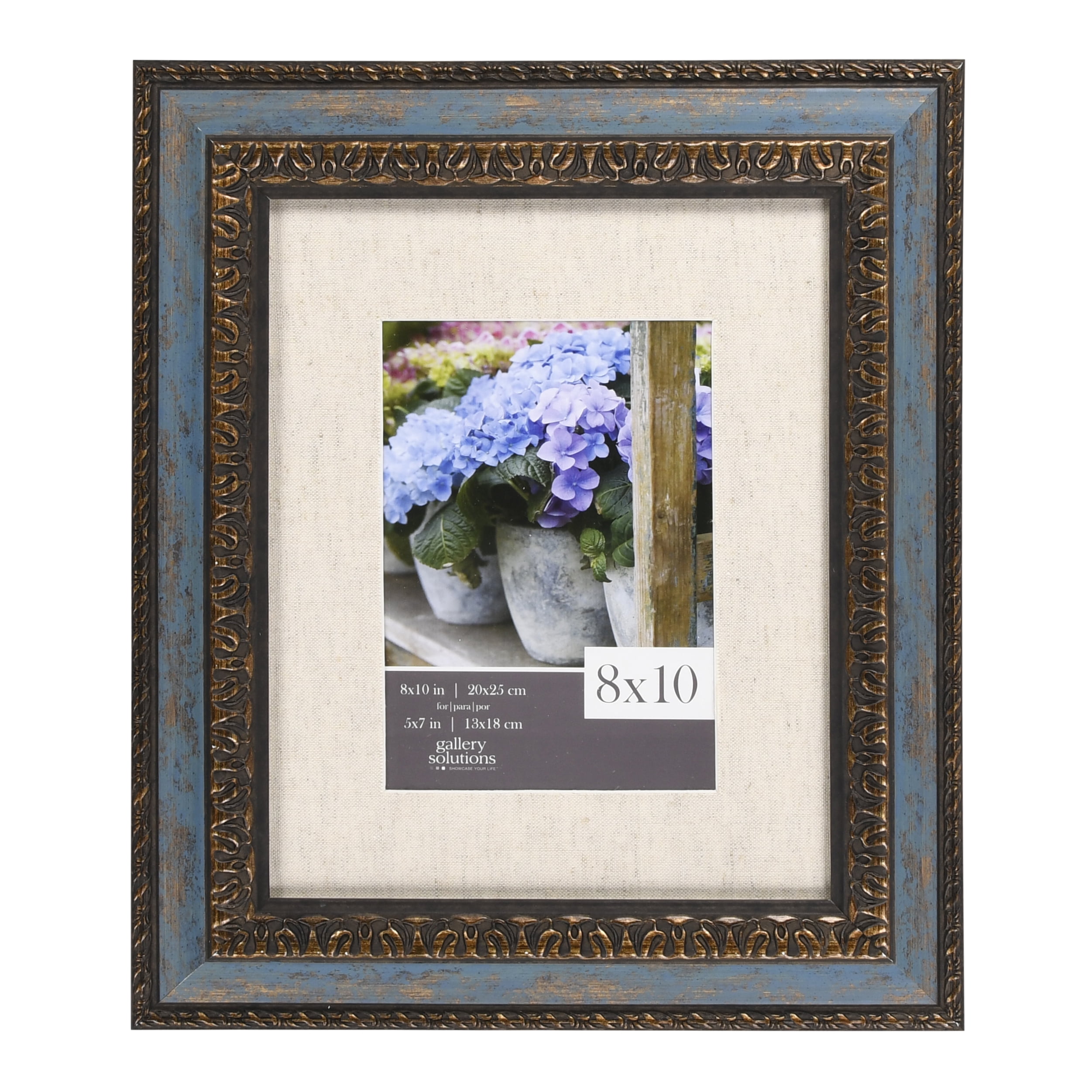 Gallery Solutions 8" x 10" Distressed Turquoise & Antique Gold Accent