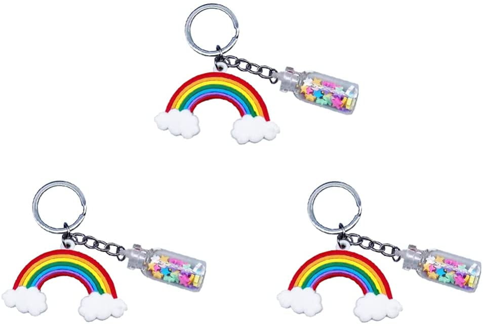 Enamel Rainbow Keychain Backpack Charm Key ring 
