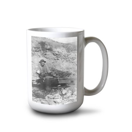 

15 fl oz Ceramic Mug California View of a Miner Panning for Gold Dishwasher & Microwave Safe