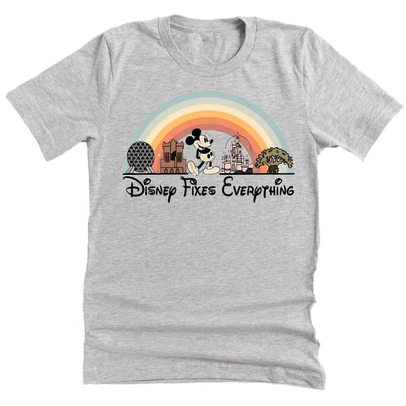 Disney Fixes Everything Shirt, Animal Kingdom Epcot Magic Kingdom Vacation Shirt Casual Unisex Short Sleeve ( XX-Large, Gray)