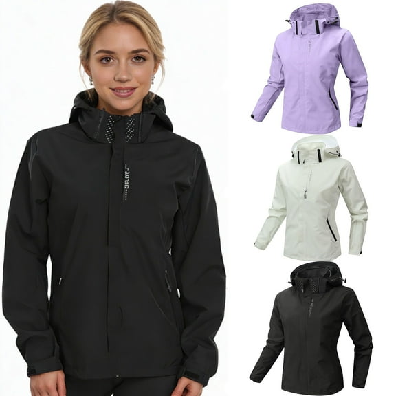 Rain Jackets for Women, Waterproof Raincoat Lightweight Hiking Jackets Windproof Hooded Jacket with Pockets & Hood Windbreaker for Travel Outdoor