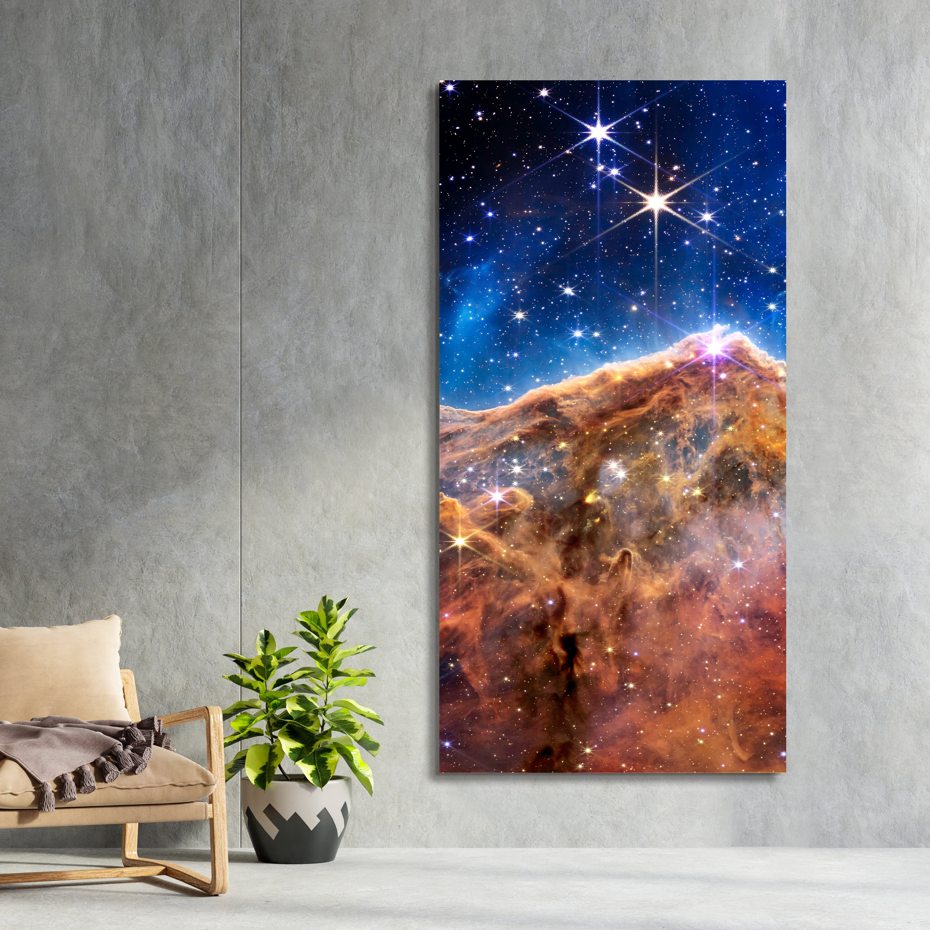 "Mountains of the Carina Nebula B" Frameless Free Floating Reverse Printed Tempered Glass Wall Art