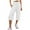 White, variant on Aofany Women's 3/4 Pants Loose Solid High Elastic Waist Pants Straight Leg Casual Ruched Pants With Pockets Gray L