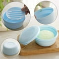 thumbnail image 2 of 2. Regale una jabonera portátil de viaje creativa o una jabonera de baño con tapa escurridora (blanca y azul), 2 of 5
