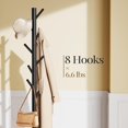thumbnail image 2 of Sturdy Wooden Coat Tree with 8 Hooks, 3 Adjustable Sizes for Clothes, Hat Stand Used in Bedroom/Office/Entryway, Brown, 2 of 14