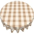 thumbnail image 4 of Round Tablecloth 60 Inch, Brown White Plaid Round Table Cover Comfortable Table Cloth Kitchen Tablecloths for Restaurant, Picnic, Indoor and Outdoor Dining, 4 of 8