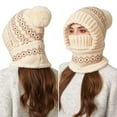 thumbnail image 5 of KANG Winter Knitted Hat With Scarf For Warm Fleece Lined Ear Trapper Cap Cold Weather With Neck For Outdoor Activities Beige One Size, 5 of 6