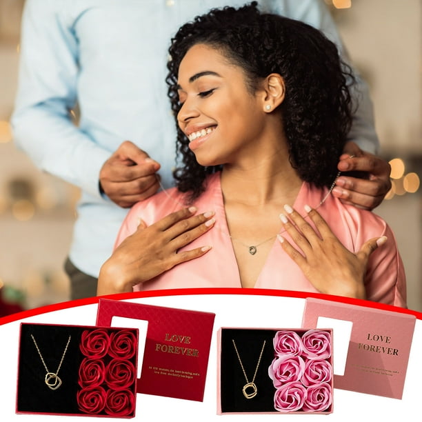 Caja de Regalo de Rosas para Propuesta de Pareja, Regalo para Joyería, Caja de Rosas, Caja de Regalo con Collar de Rosas Pequeñas