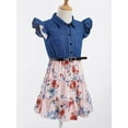 thumbnail image 4 of inhzoy Girls One-Piece Lapel Collar Flying Sleeve Denim Top A-line Dress Pink 10, 4 of 9