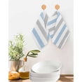 thumbnail image 2 of Light Blue Grey Stripe Kitchen Dish Towels for Drying Dishes Set of 2, Modern Farmhouse Vertical Striped Waffle Weave Microfiber Terry Hand Tea Bathroom Towels Quick Dry & Absorbent Towel 12x12, 2 of 7