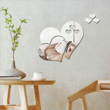 Clearance Skpblutn Home Decoration Heart Shape Mirror Sticker 3D Art