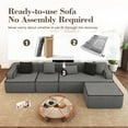 thumbnail image 2 of SUMMIT LIVING 134" Modular Sectional Sofa with Deep Seat, L-Shaped Comfy Corduroy Cloud Couch with Ottoman, No Assembly Required, Dark Gray, 2 of 5