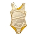 thumbnail image 3 of iEFiEL Girls Criss Cross Back Metallic Dance Leotard Gymnastics Leotard Gold 12-14, 3 of 7