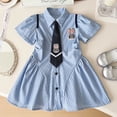 thumbnail image 4 of Vestido de verano para niñas, conejito, oficial de policía, niña pequeña, cuello POLO, camisa a rayas, estilo universitario, falda, 4 of 6