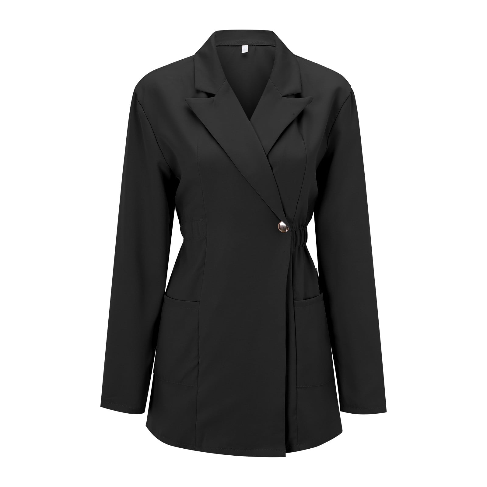 HSMQHJWE Suit Jacket For Women Women Coat With Inside Women'S Autumn And  Winter Solid Color Lapel Waist Pleat Long Sleeve Blazer Drop Store 