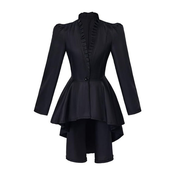 FEIFLY Women Jackets Coats Retro Gothic Tailcoat Long Sleeved V-Neck Tailcoat Shirts Solid Color Festival Clothing