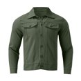 thumbnail image 2 of Fgnfyis Mens Jacket Autumn Winter Casual Solid Color Buttoned Denim Jacket Workwear Style Cardigan Mens Winter Coats Army Green S, 2 of 6