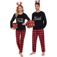 thumbnail image 2 of Pijama navideño a juego para parejas, puse un hombre de jengibre para Papá Noel, conjunto de pijama negro, 2 of 4