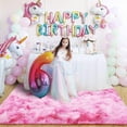 thumbnail image 2 of Dwelke Soft Colorful Rugs for Girls Room, Fluffy Rainbow Area rug Cute Floor Carpets Shaggy Playing Mat for Kids Baby Girls Bedroom Nursery Home Decor 5'x8'Pink, 2 of 5