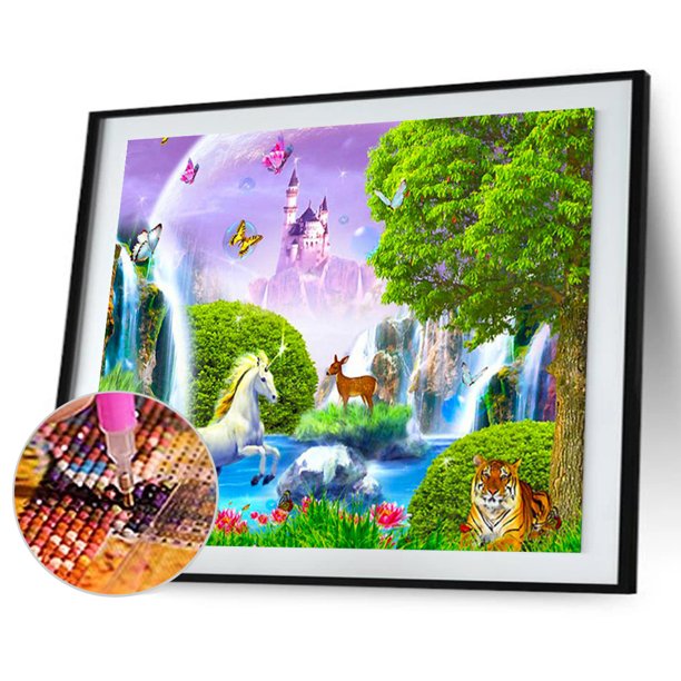 Cuadros Decorativos Robot Unicorn Attack 5D Kits de pintura de diamantes DIY Full Round Drill Art (DG383) Tmvgtek embutido en tela