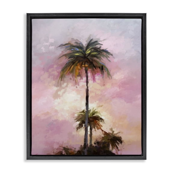 Stupell Industries Coastal Summer Sunset Palms Black Floating Frame Canvas Art, 17 x 21, by Ziwei Li