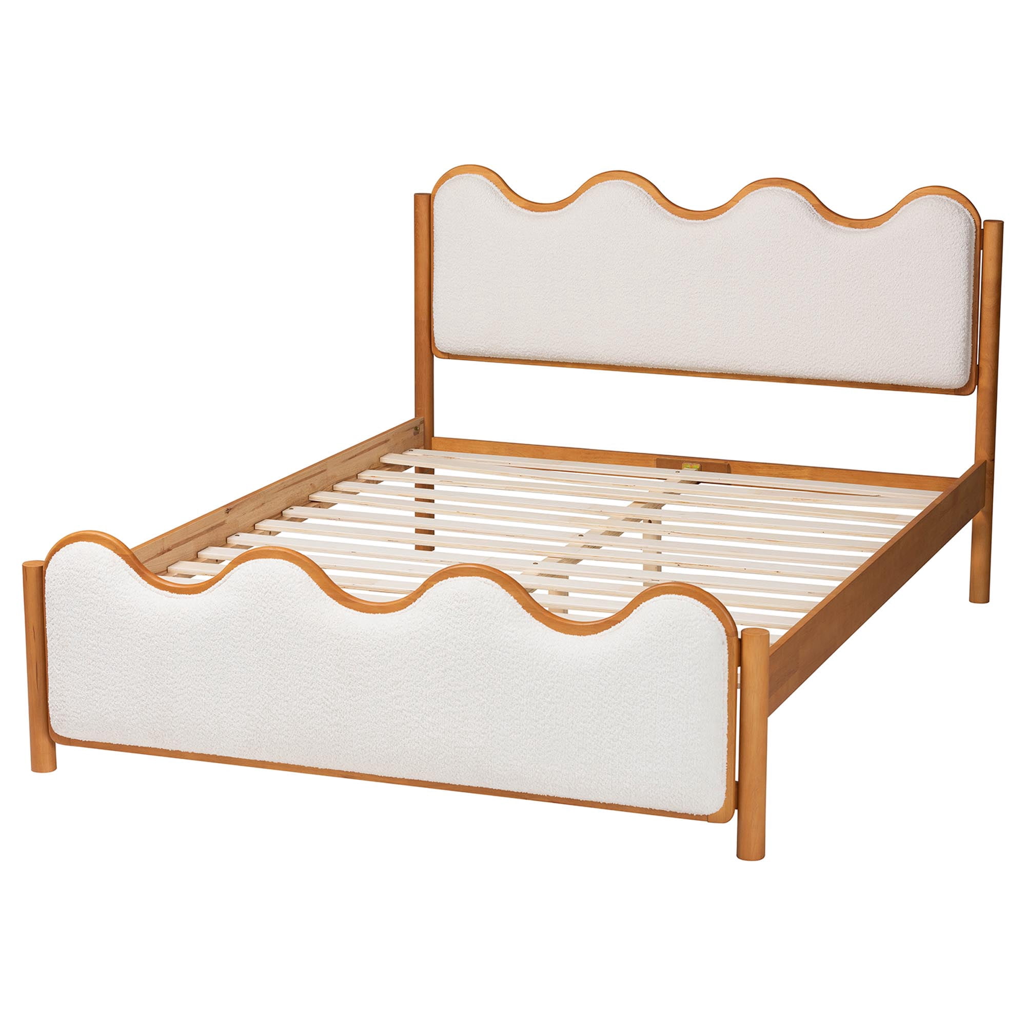 Baxton Studio Lilia Mid-Century Platform Bed, Queen, Cream