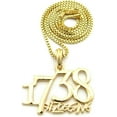thumbnail image 6 of Hip Hop Gold Plated Rapper Style " 1738 " Zoo Gang Pendant & 2mm 20" Box Chain Necklace & Pierced Earring Set Jewelry Men's Accessory, 6 of 7