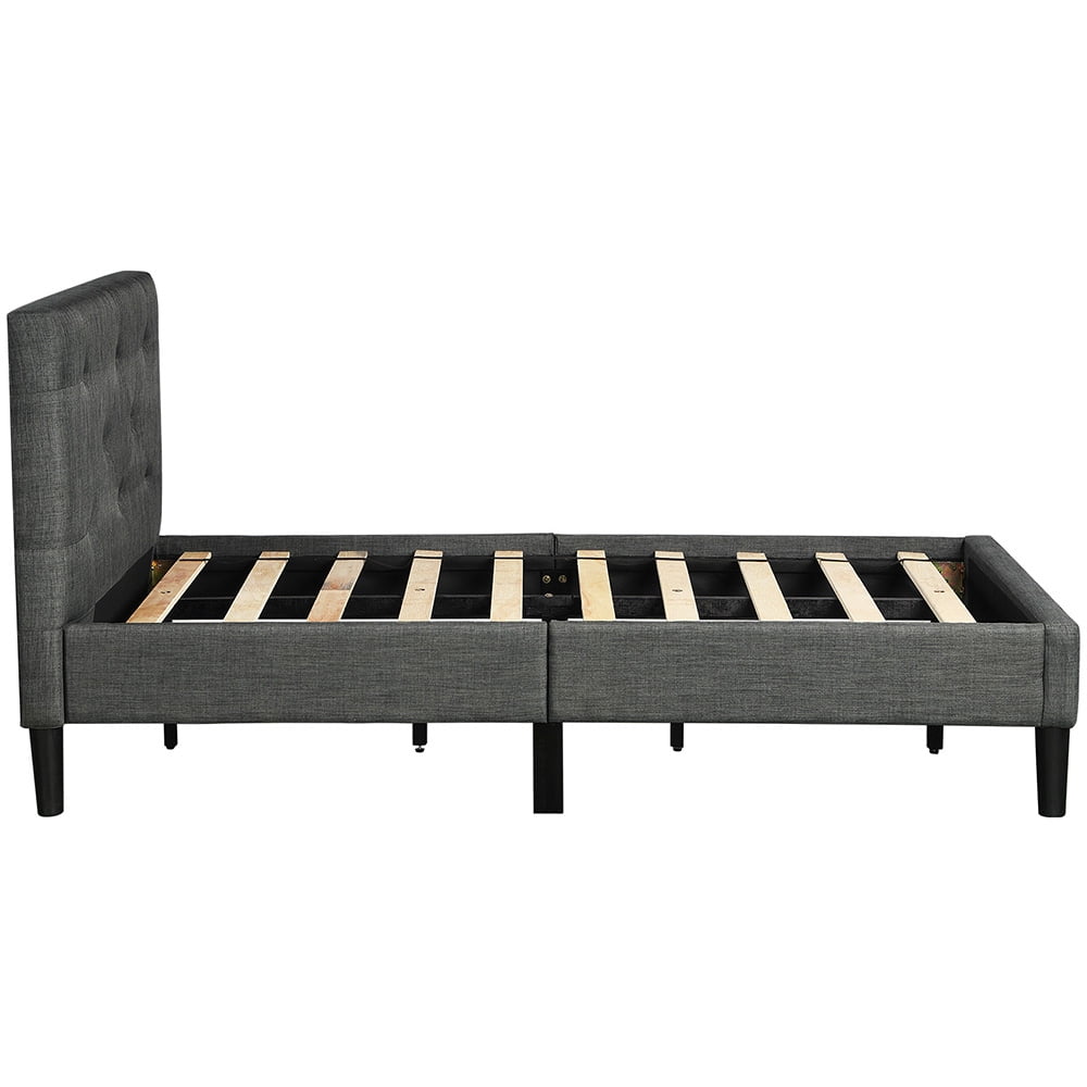 Kepooman Twin Size Upholstered Button Tufted Platform Bed with Headboard, 83.5"L x 41.3"W x 40.2"H, Gary Kepooman Twin Size Upholstered Button Tufted Platform Bed with Headboard, 83.5"L x 41.3"W x 40.2"H, Gary