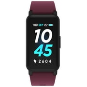 iTech Active 3 Unisex Adult Smartwatch Fitness Tracker, Merlot, Silicone Strap