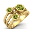 thumbnail image 2 of 5mm Round Peridot Handmade Split Shank Band 925 Sterling Silver Gold Vermeil Trio Stone Women Valentines Day Gifts Ring, 2 of 4