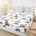 thumbnail image 3 of Manfei Cartoon Bulldozer Excavator Twin Sheet Sets,Equipped Truck Twin Fitted Sheet,White Brown Blue Flat Sheet,Microfiber Bedroom Decor,3-Piece, 3 of 7