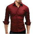 thumbnail image 4 of Men's Slim-fit Long-sleeved Solid Color Simple Formal Shirt, 4 of 9