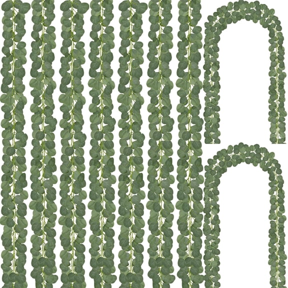 24 Pack Eucalyptus Garland, Artificial Greenery Garland Faux Eucalyptus Leaves Table Vines for Wedding Backdrop Fireplace Arch Door Wall Room Decor(168FT)