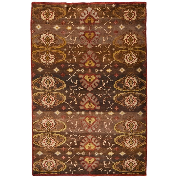 Feizy Amzad Transitional Ikat, Brown/Red/Tan, 5'6" x 8'6" Area Rug Easy Care Stain Resistant Water Resistant Craftsman Damask Design Carpet for Living Dining Bed Room