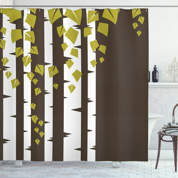 Abstract Shower Curtain, Fabric Shower Curtain Dark Brown
