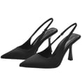 thumbnail image 1 of Sandalias de tacón de aguja con punta puntiaguda para mujer, ideales para fiestas, con tira en el tobillo y estilo mule., 1 of 2