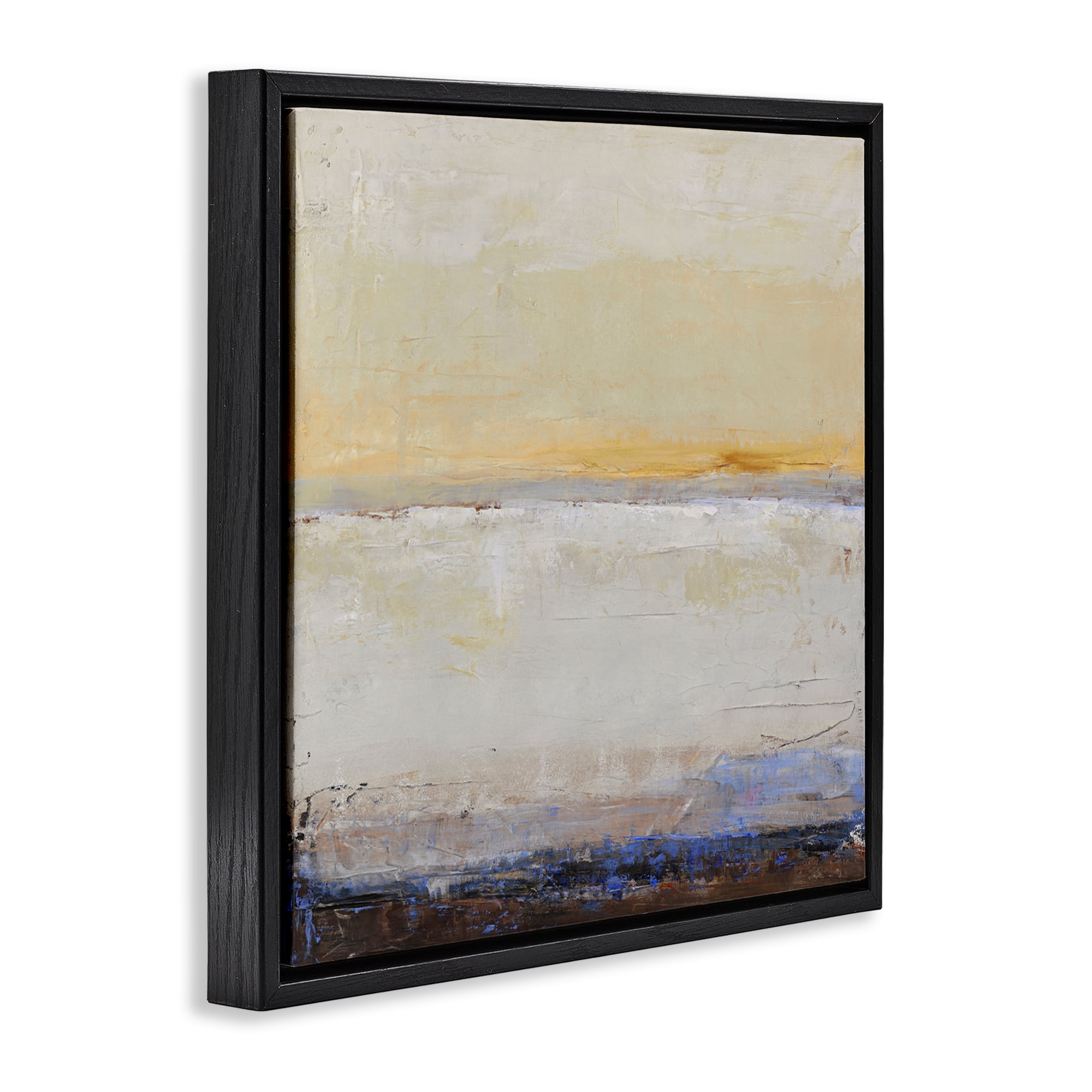 Sweeping Subtle Horizon Black Framed Floater Canvas Wall Art, design by Design Fabrikken