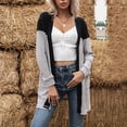 thumbnail image 2 of Ladies Stitched V-Neck Loose-Knit Cardigan Sweater With Long Sleeves, 2 of 6