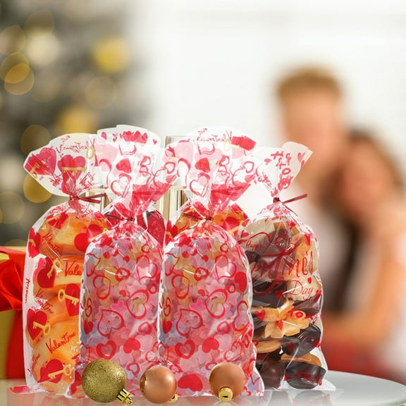 MEIBUTYUP 120Pcs Valentines Day Candy Treat Bags Multi Color Sturdy Opp Packaging for Wrapping