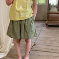 thumbnail image 7 of Wide Leg Linen Shorts for Girls Elastic High Waisted Pleated Casual Loose Bermuda Shorts, 7 of 7