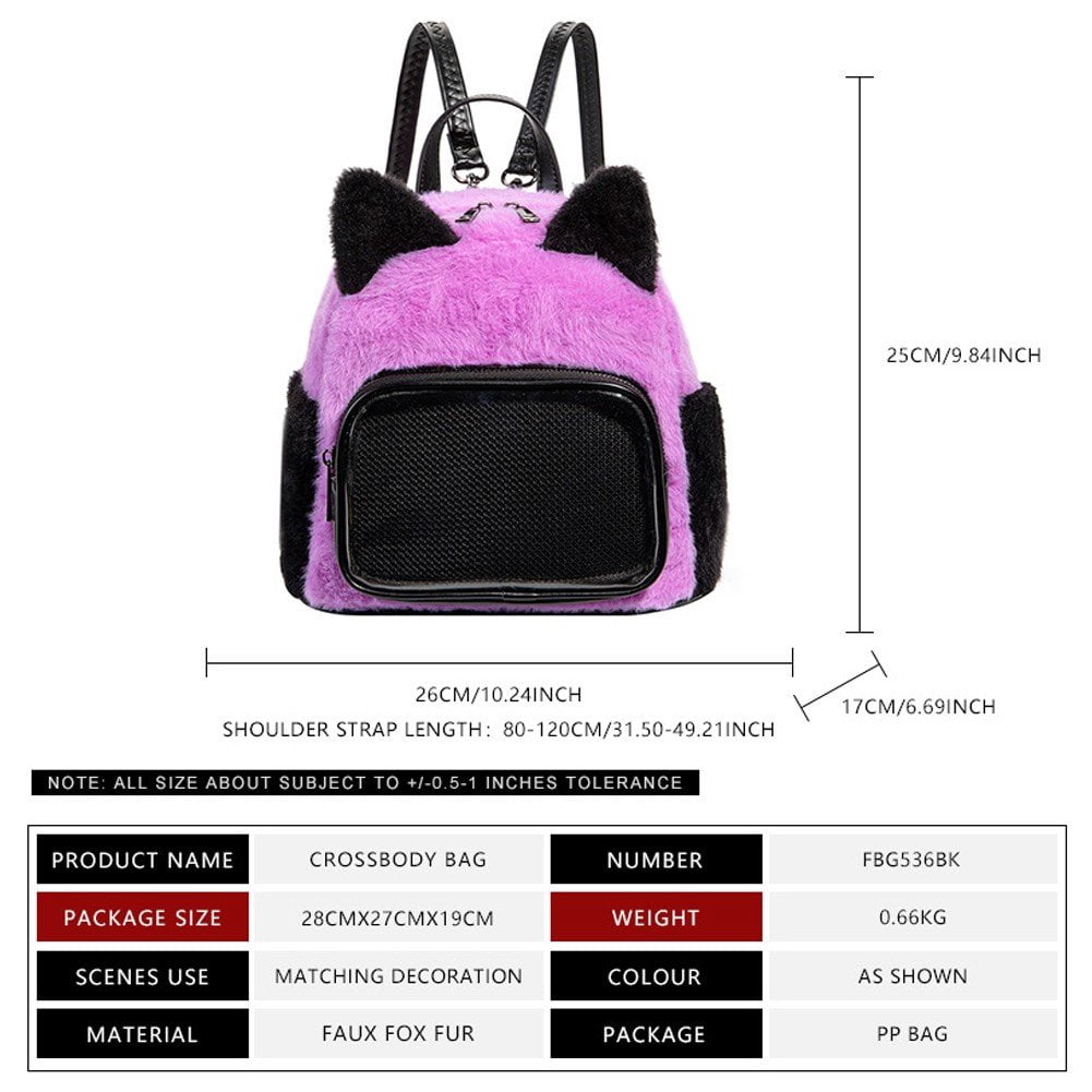 Yvsxxv Purple Plush Ita Backpack, Women Pin Display Daily Backpack, 1 Pc