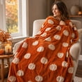 thumbnail image 4 of Comfort‑Focused Harvest Flannel Throw Blanket 51.2 x 59.1 Inch, Warm Pumpkin Pattern Blanket for Sofa Bed, Perfect Household Gift for Thanksgiving, 4 of 8