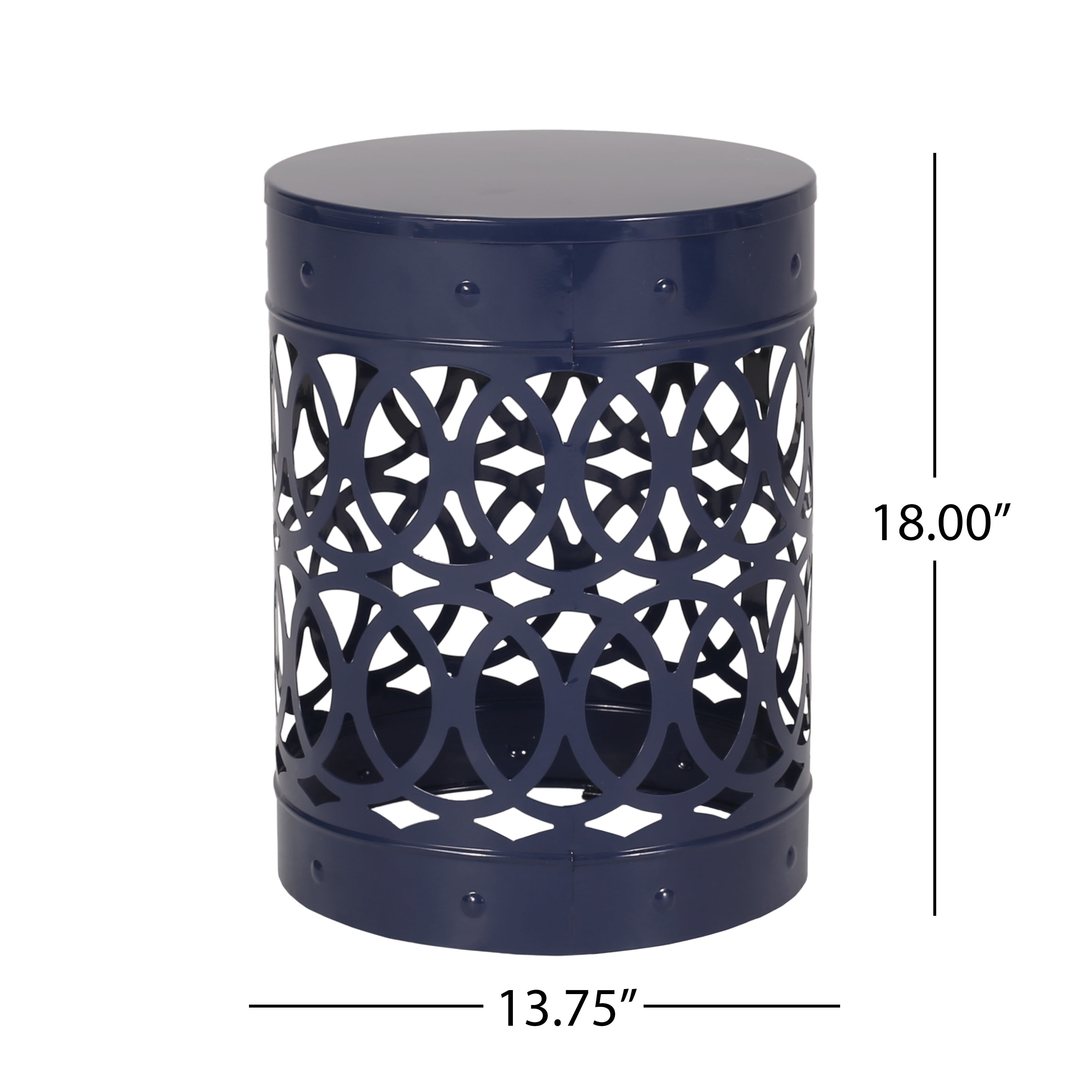 Leumius Outdoor Metal End Table All-Metal End Table Modern Accent Table for Patio/Outdoor,13.75" x 13.75" x 18",Navy Blue