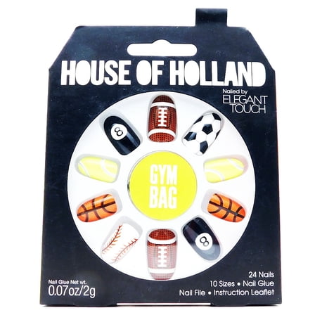 House of Holland Nailed by Elegant Touch  Gym Bag New Balls Please: 24 nails, nail glue .07 Oz., nail file