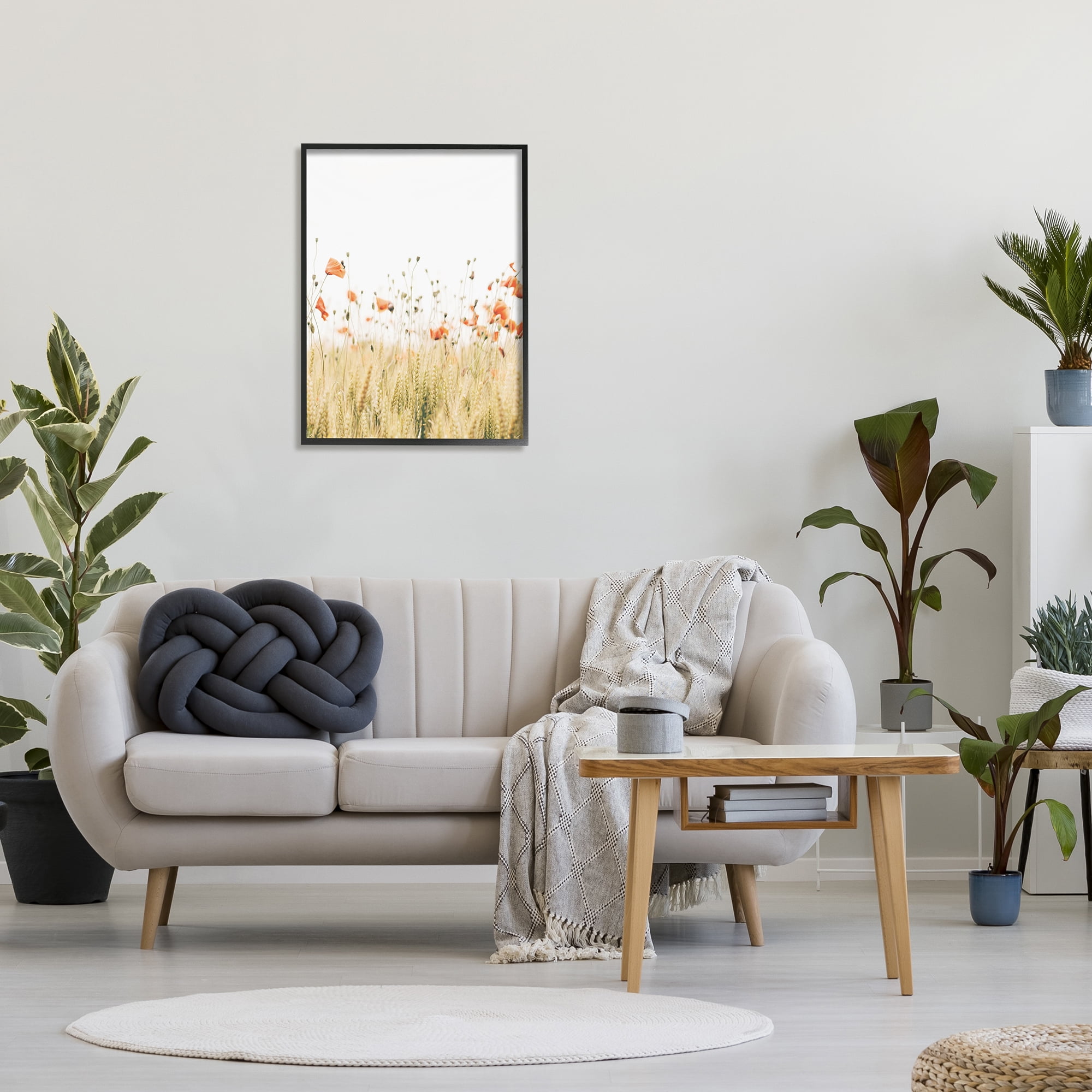 Stupell Industries Rural Poppy Meadow Botanical & Floral Photography Black Framed Art Print Wall Art, 24 x 30