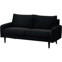 Hybition Velvet Sofa Modern Couch with Wooden Legs for Living Room - Black