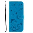 thumbnail image 4 of SaniMore for iPhone 15 Pro 6.1" 2023 Case, PU Leather Skin with Embossed Cat Flip Magnetic Cover Card Slots Kickstand Detachable Lanyard Full Around Wallet Cover for iPhone 15 Pro, Blue, 4 of 8