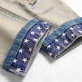 thumbnail image 6 of Hpapadks Jeans for Men Youth Street Embroidered Stretch Denim Pants with Vintage Hem Mens Jeans Blue XL, 6 of 7