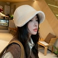 thumbnail image 2 of Waroomhouse Thermal Hat Warm Cozy Thermal Hat Women Winter Hat Thick Soft Plush Solid Color Wide Long Brim Sun Protection Fisherman Hat, 2 of 8