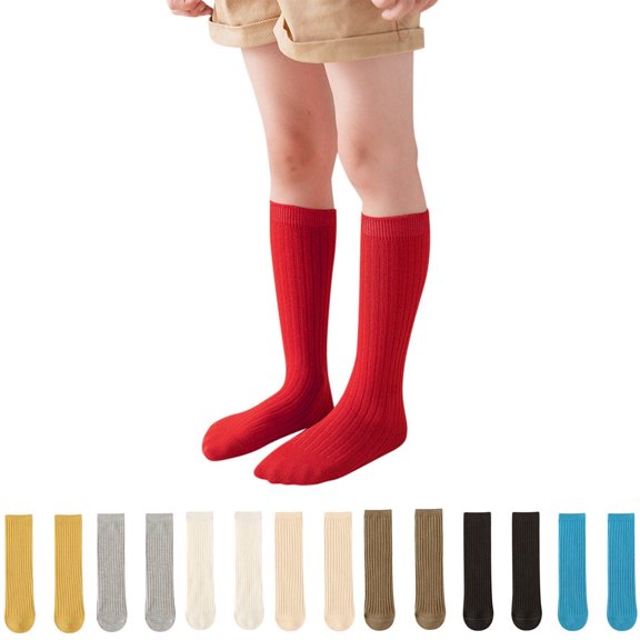 Miaoju 1PCS Knee High Socks for Girls Seamless Knee Socks Knit Uniform Socks Cotton Long Socks Kids Dress Socks